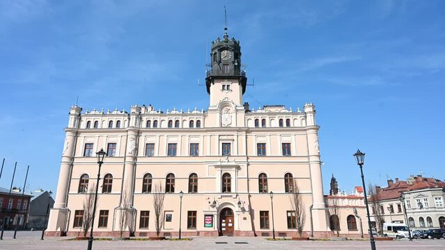 Jarosław, Poland, city centre. Town Hall on market square.  