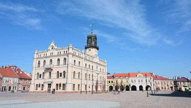 Jarosław, Poland, city centre. Town Hall on market square.  
