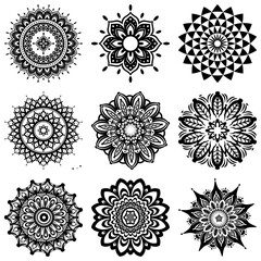 Ornament vector ethnic mandala decoration pattern Set