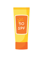 Sunscreen in Cute Tube Icon Vector Illustration Skincare for Summer in Beach Holiday