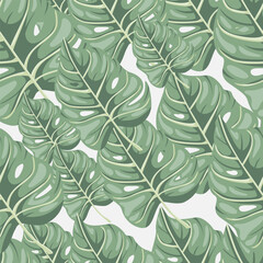 Stylized tropical pattern, palm leaves floral background. Abstract exotic plant seamless pattern. Botanical leaf wallpaper.