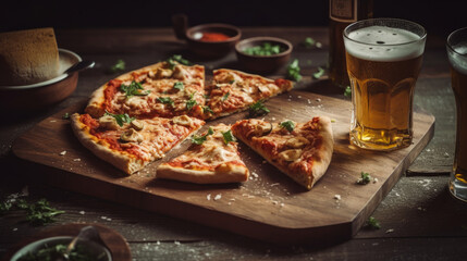 Hot pizza. Illustration AI Generative.