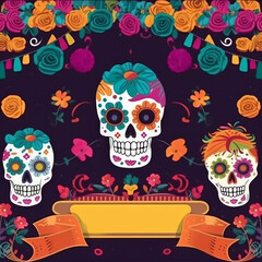 Mexican party background. Illustration AI Generative.