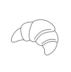 Vector isolated one single baked croissant dough  colorless black and white contour line easy drawing