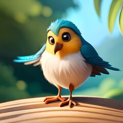 Cute Cartoon Bird High Quality Illustration. Generative Ai