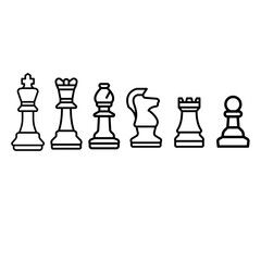 Icon set Simple, from chess illustrator vector chess White player can be edited 