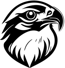Eagle head mascot logo in black and white, vector illustration, hawk head 