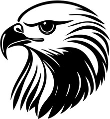 Eagle head mascot logo in black and white, vector illustration, hawk head 