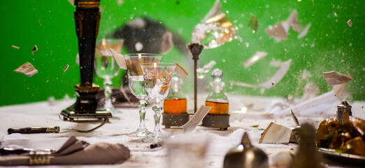 broken vintage crockery for banner background