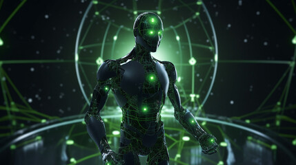 Ai robot with futuristic background