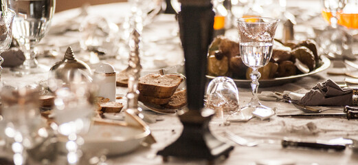broken vintage crockery for banner background