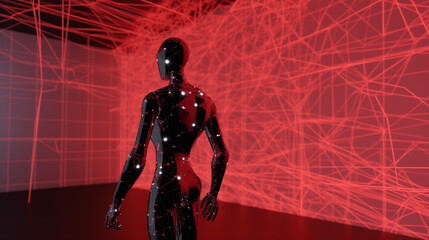 Naklejka premium Ai robot with futuristic background