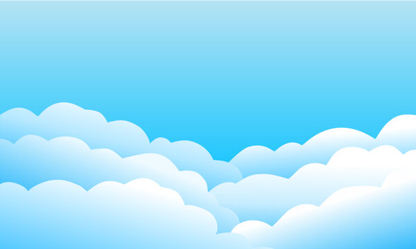 Clear Blue Sky with Clouds Background Vector Illustration Cloudy  Weather Day Copy Space for Text Wallpaper Cloudscape Layers