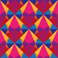 Colorful Kaleidoscopic Seamless Pattern. Vector Geometric Background with Triangles. Abstract Mosaic Design