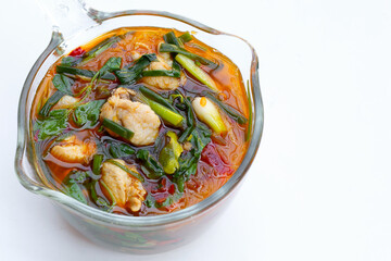 Spicy chicken soup with vermicelli or glass noodle