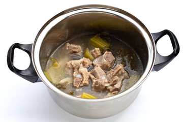 Pork rib soup with pickled cabbage or mustard greens