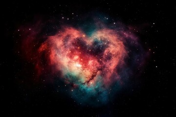 Heart shaped nebula. Heart galaxy. Astrological symbol of love. AI generative