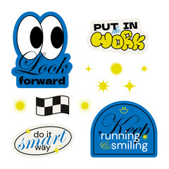 Runner motivation quotes stickers with retro vibes