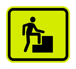 Caution Step Up Sign On White Background