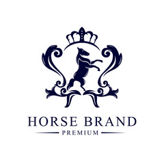 Luxury Golden Royal Horse King logo design inspiration vector illustration