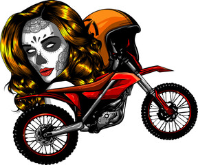 girl motocross vector design illustration on white background