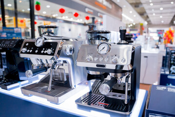 Coffee machine in the showroom of a large store