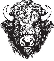 American bison, American bison head, Buffalo Vector  illustration, SVG © Dmytro