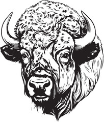 American bison, American bison head, Buffalo Vector  illustration, SVG © Dmytro