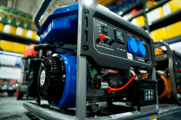 Portable diesel generator AC at the showroom of a large store. - obrazy, fototapety, plakaty