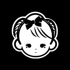 Baby Girl - Black and White Isolated Icon - Vector illustration