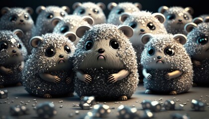 a group of scientists under the sweat hamsters of different professions, mice learn science. Created with AI.