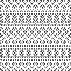 Stylish texture with figures from lines.Abstract geometric black and white pattern for web page, textures, card, poster, fabric, textile. Monochrome graphic repeating design. 