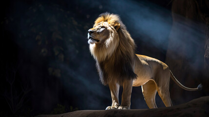 Fototapeta na wymiar Majesty lion in the wild.