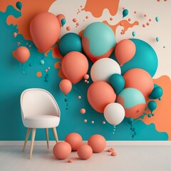 Different balloons in pastel colors