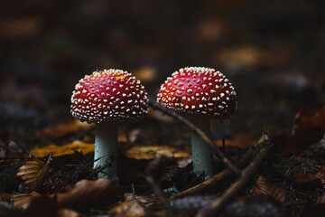 Closeup shot of the red Fly agaric in the wild