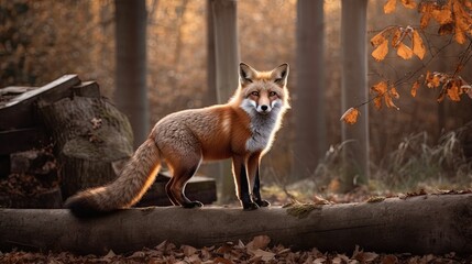 Beautiful Red Fox Hunting in the Glorious Spring Sunrise - Vixen Alert in Soft Morning Light in a Wild Forest: Generative AI