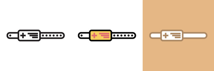 Medical ID Bracelet Icon, this icon represents a medical ID bracelet, typically worn by patients to display important information about their health conditions, allergies, and other medical needs. - obrazy, fototapety, plakaty