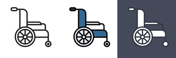 Medical Wheelchair Icon, the medical wheelchair icon represents a mobility aid for individuals who have difficulty walking or standing.