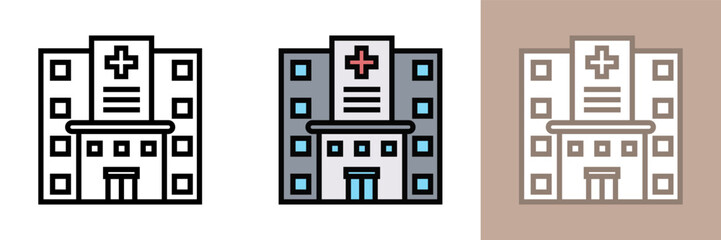 Medical Hospital Icon, The icon is commonly used to represent hospitals, clinics, medical centers, and other healthcare-related services.