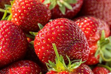 Closeup of shiny fresh strawberries