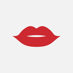 Red lips icon.Vector illustration isolated on white background.Eps 10.