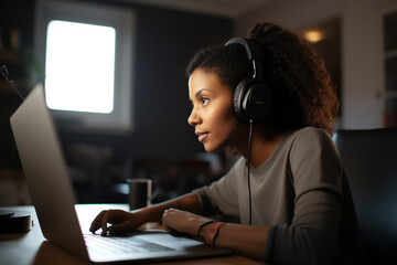 A photo of a teacher conducting a virtual or online class, showcasing their adaptability and resilience in the digital age, bokeh, Teacher's day Generative AI