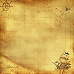 Old blank pirate nautical treasure map background