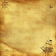 Naklejka premium Old blank pirate nautical treasure map background