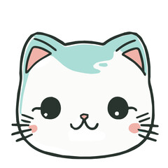 Cute cat kawaii cartoon head