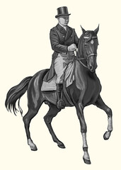 Naklejka premium Man cocked hat horse war history