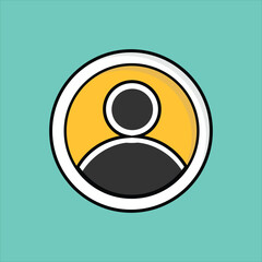 User icon in trendy flat style isolated on turquoise background.