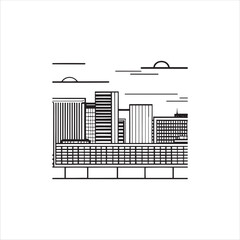 City view concept vector line art.