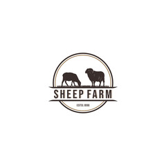 sheep farm logo template vector in white background