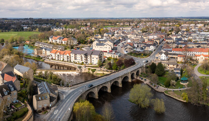 Fototapeta na wymiar Aerial landscape view of the West Yorkshire town of Wetherby